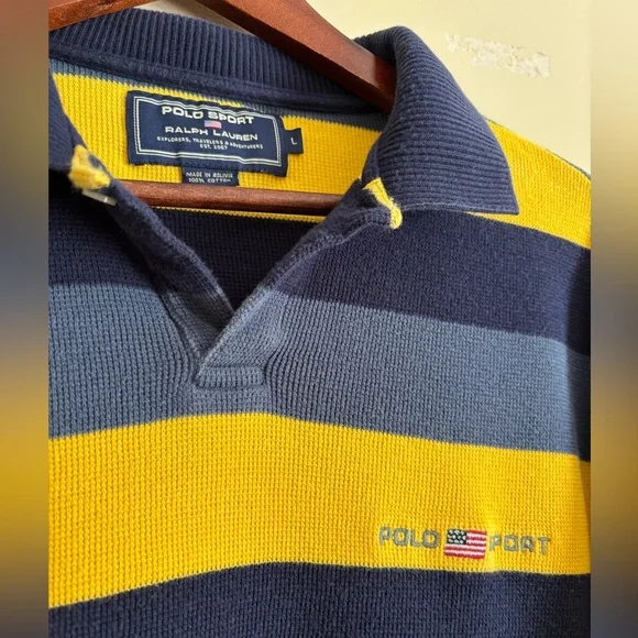 Vintage Polo Sport by Ralph Lauren polo shirt waffle knit 90’s men’s size large - Picture 3 of 5